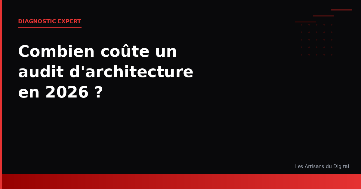 Combien coûte un audit d'architecture en 2026 ? Ce que vous payez (et ce que ça rapporte)