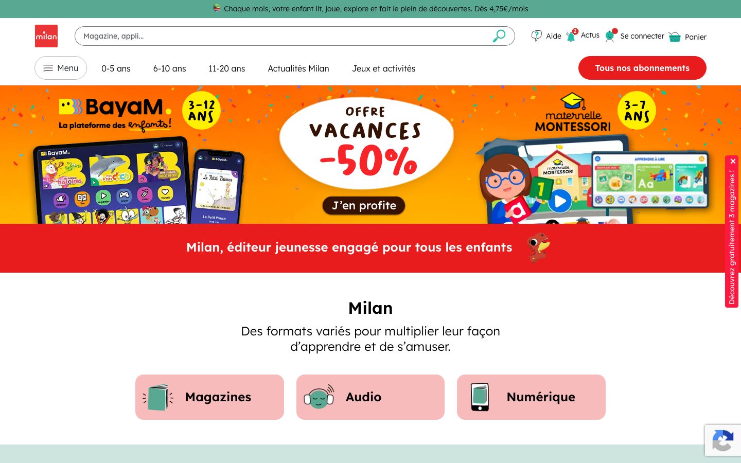 Capture d’écran Milan Jeunesse